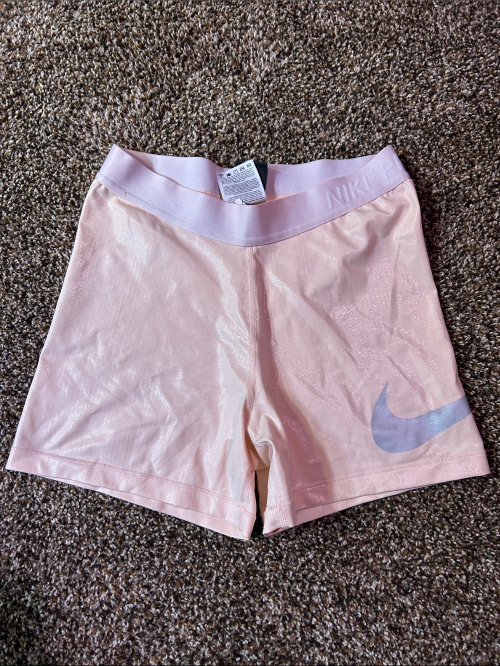 Nike Pink Performance Bike Shorts with Silver Swoosh